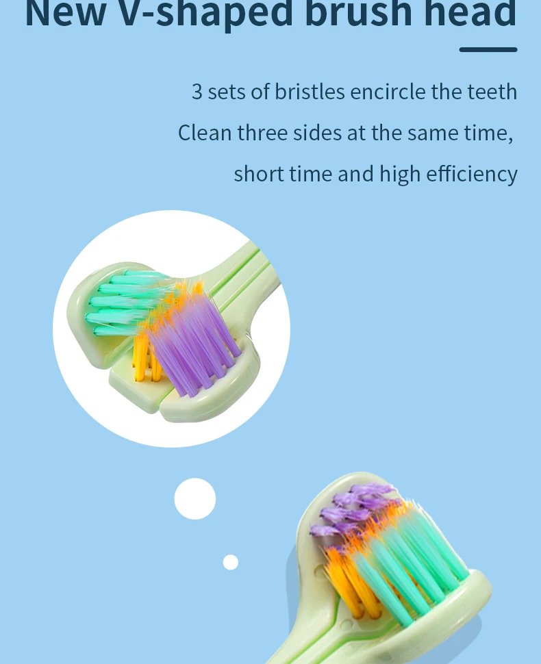 8Pcs/set Three Sided Toothbrush Soft Bristle Tooth brush Ultra Fine Toothbrush Oral Care Safety Teeth Brush Oral Health Cleaner