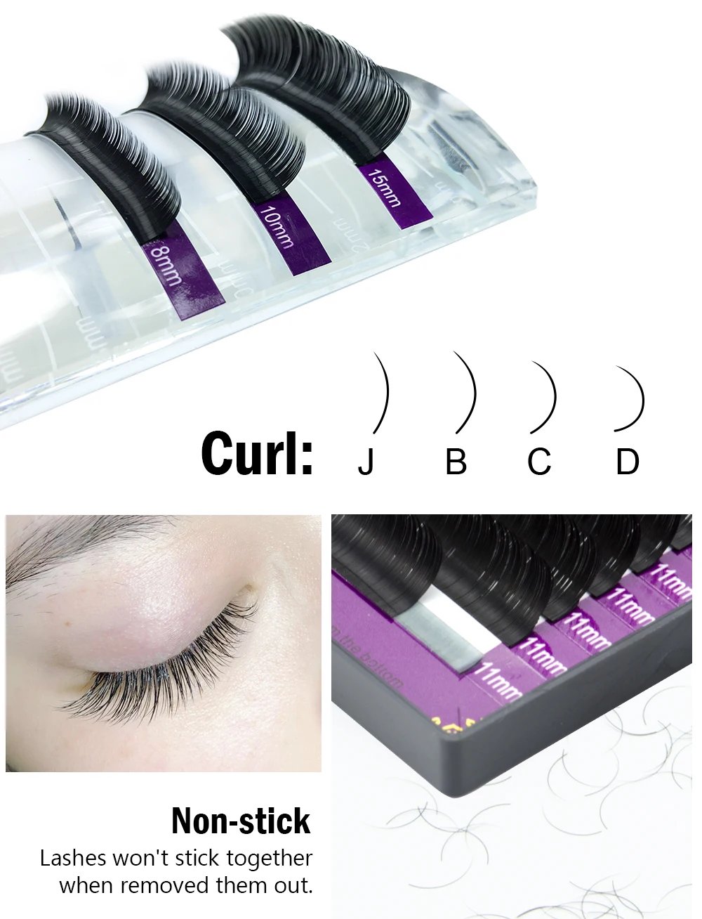 NAGARAKU All Size 6 Cases C D CC DD Curl Faux Mink Eyelashes Extension Individual Eyelashes Artificial Fake False Eyelashes