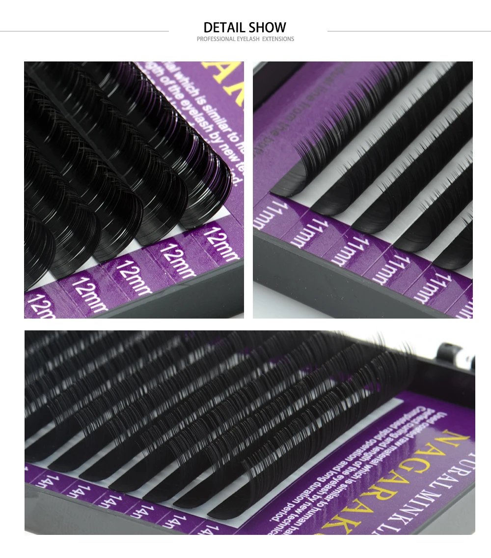 NAGARAKU All Size 6 Cases C D CC DD Curl Faux Mink Eyelashes Extension Individual Eyelashes Artificial Fake False Eyelashes