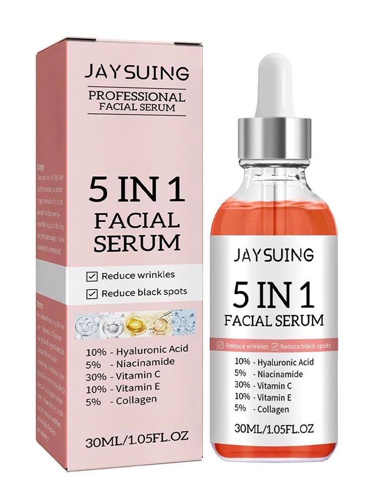 5 In 1 Fade fine lines Firming Face Serum Moisturizing brightning Vitamin C Hyaluronic Acid Facial Serum Shrink Pores Skin Care