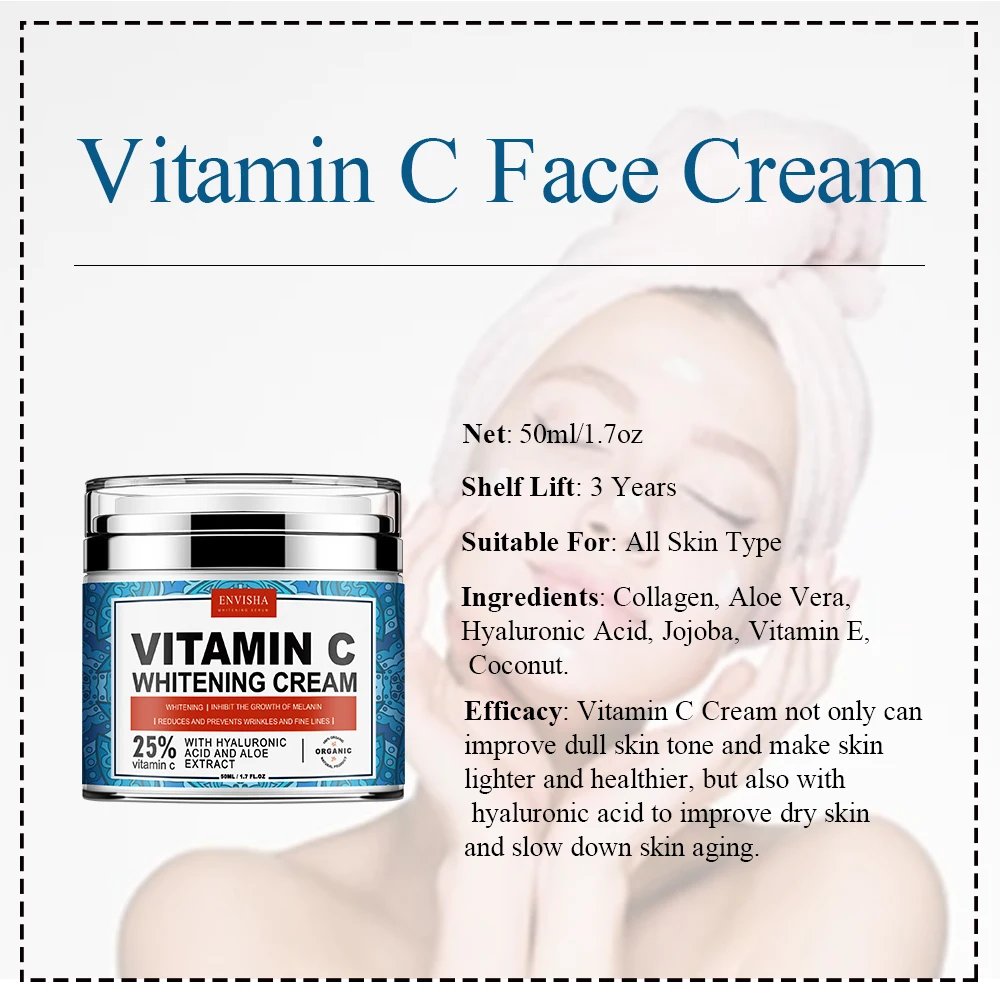 ENVISHA Neck Face Cream Vitamin Collagen Whitening Anti-Wrinkle Aging Moisturizer Skin Care Retinol Hyaluronic Acid Whitening